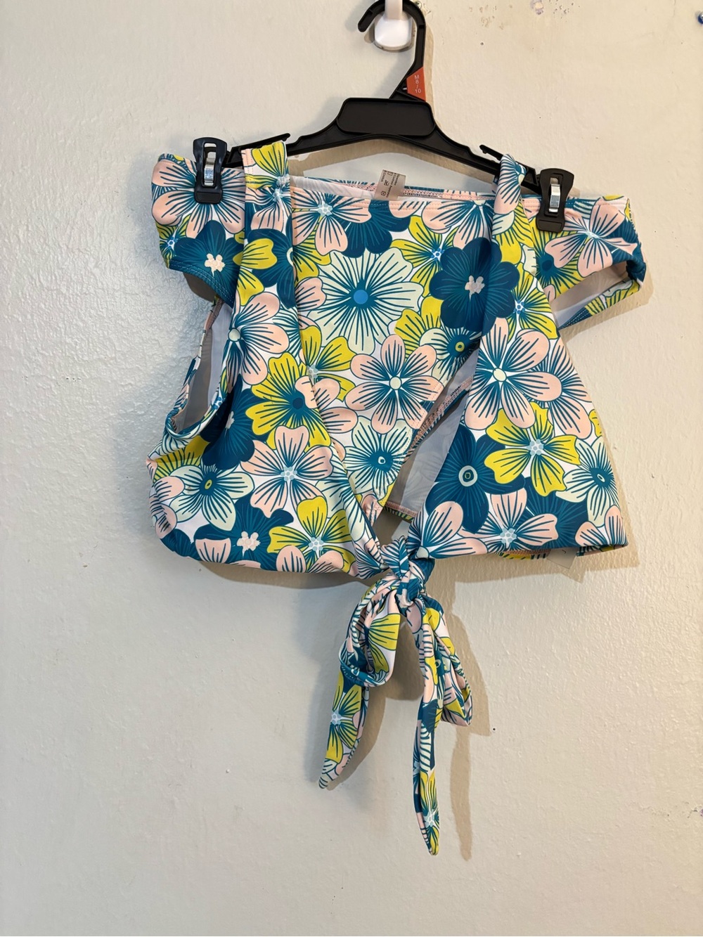 O'Neill Floral Tie-Front Bikini - Teal, Yellow & Light Pink